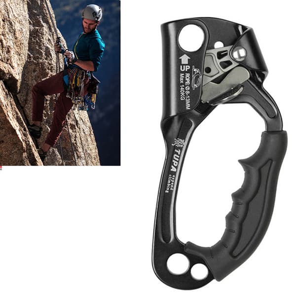 Bjergbestigning Højre Hånd Ascender Multi Purpose Manuel Udendørs Bjergbestigning Træ Hånd Ascender Sort