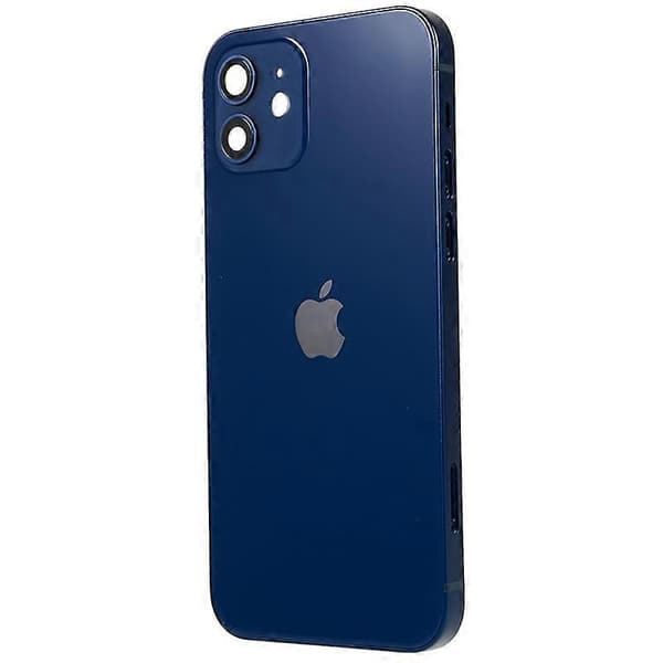 Til iPhone 12 6,1 tommer Bagbatterihus Dæksel+Midterpladeramme+Sideknapper Udskiftningsdel Multicolor Blue