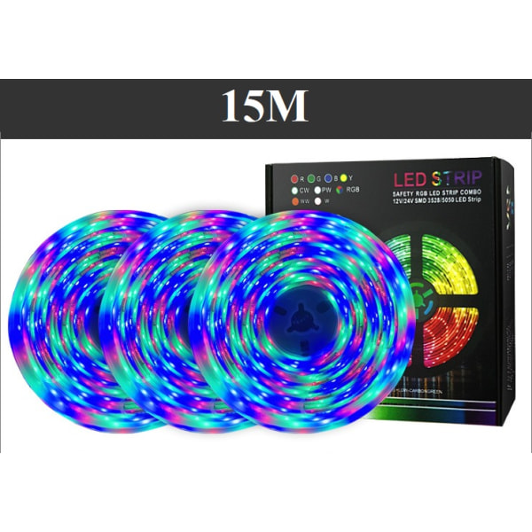 LED-remsljus färgglad flexibel ljusstav lågspänningstält 12V (infraröd styrenhet + 15 meter set)