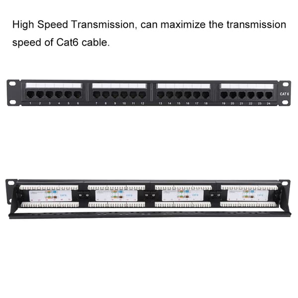 24 Port Monterbar Data Patch Panel Høj Hastighed CAT6 CAT-6 Netværkskabel Rack