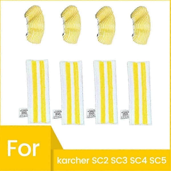 8 STK Karcher SC2 SC3 SC4 SC5 Dampmoppputer Erstatningssett i mikrofiberklut for damprenser Som visas