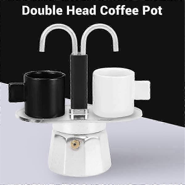 2-kopps kaffetrakter, 100 ml mini kaffekanne dobbelthodeutgave 0125
