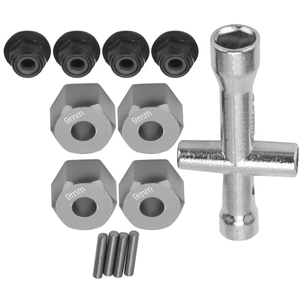 12 mm Hex Adapter 9 mm Tyk M4 Flange Låsemøtrikker Krydsnøgle Sæt til 1 10 RC Bil Titanium