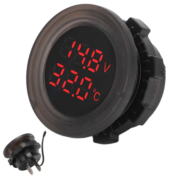 Dubbel Display Temperatur Voltmeter Klar Stabil Vattentät Enkel Installation Bil Termometer Detektor
