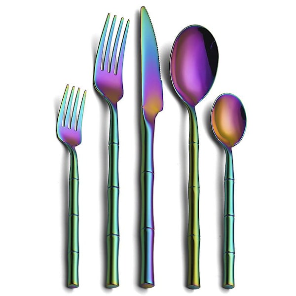 5 dele rustfrit stål bestiksæt color