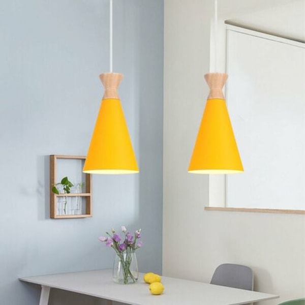 Modern industriell dekoration hänglampa Creative Macaron hängande ljuskrona - gul