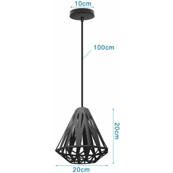 Industriell Vintage Metal Lysekrone Soverom Stue Kjøkken Bar E27 Justerbar Smijern Pendel Lampe Svart - Bla
