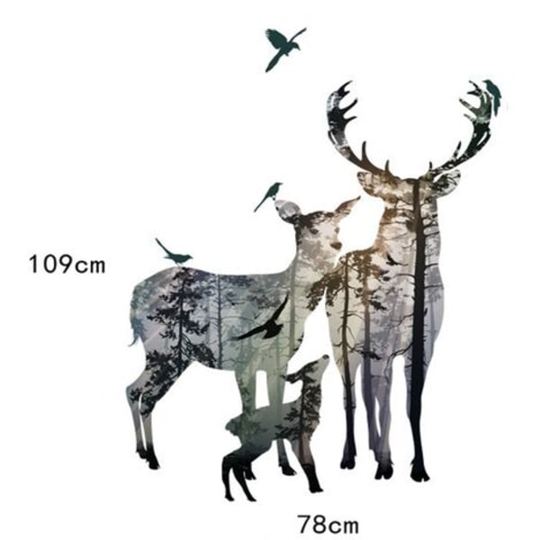 Wallstickers 78x109cm dekorative selvklæbende wallsticker dyr skovfugle træ Deco til stue soveværelse kitc
