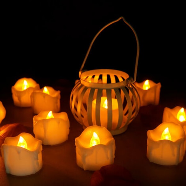 12 LED-valoa vilkkuva liekkitön kynttilänvalo paristokäyttöinen teevalo hääpöydän koristeluun ystävänpäivä Halloween