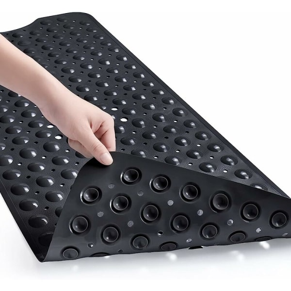 Solid sort 40*100cm lang strimmel pvc badeværelse skridsikker måtte badekar brusemåtte