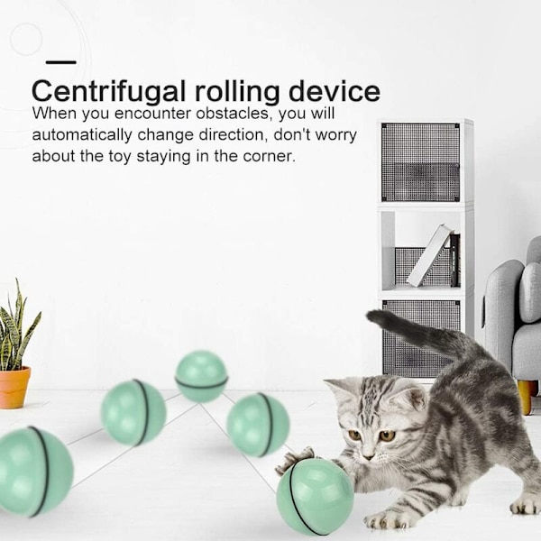 USB uppladdningsbar kattbollleksak, interaktiv automatisk roterande boll med glödande ljus ABS-leksak Smart LED-lekboll för Pe