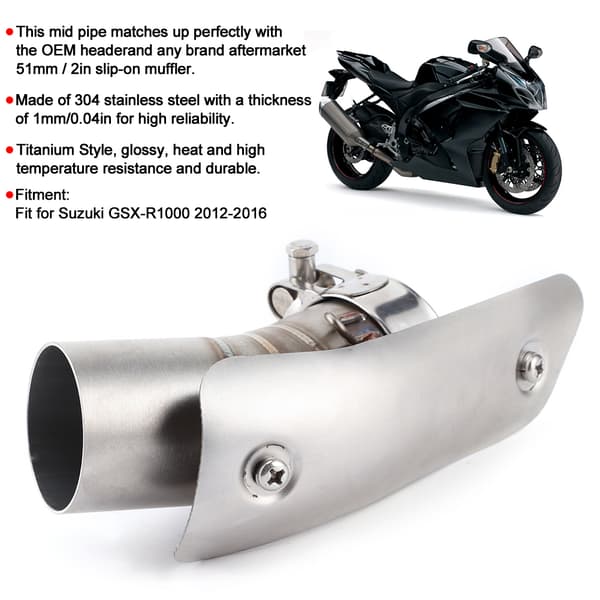 Eksosvarmebeskyttelse Midtrør Motorsykkelmontering Suzuki GSX R1000 2012 2016