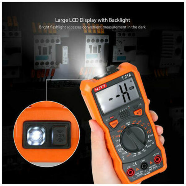 NJTY Mini Non-Contact Digital Multimeter 1999 Tæller, med baggrundsbelyst LCD Magnetic Adsorption og lommelygte, T21A - T21A