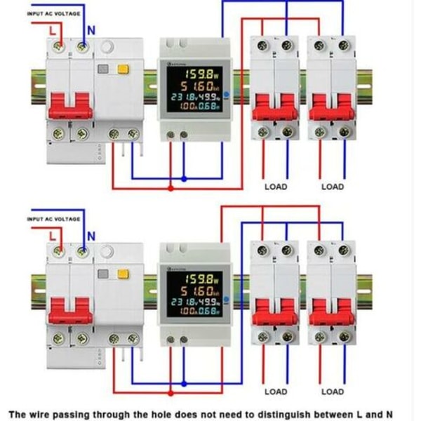 D52-2066 100A multifunksjonell digital strømmåler AC250-450V elektrisk strømmåler av skinnetype