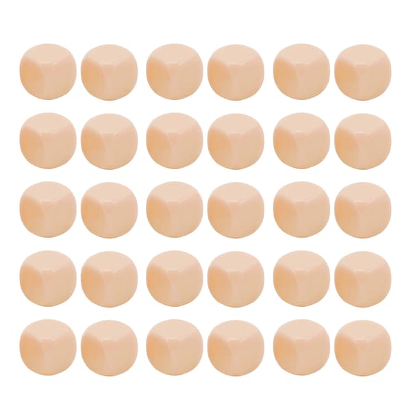 30st roliga tomma tärningar Set DIY Pussel Round Corner 6-sidiga tärningar för brädspel Math Learning Beige