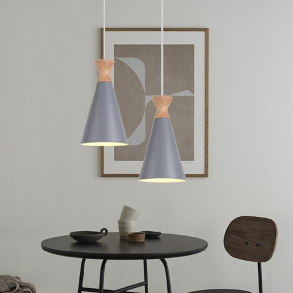 Moderne industriell dekorasjon anheng Lysekrone Creative Makron Pendel Lampe - Grå