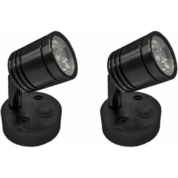 2 delar 12V LED Spot Läsljus Vägg Sänglampa Dimbar strömbrytare Husbil Husvagn Cylindrisk Flexibel Inredning Li