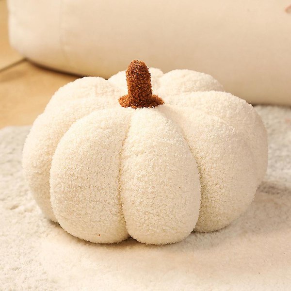 Pumpkin plysj leketøy Halloween dekor pute gave White 35cm