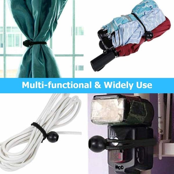 30 stk. elastik med kugle, elastik med elastisk kugle til presenningstelt, banner, flag, camping, pavillon (sort)