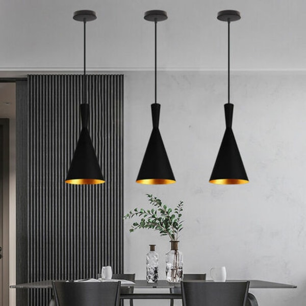 3stk Nordic Modern Pendel E27 Metal Lysekrone til Køkken Soveværelse Cafe Bar Sort - Sort