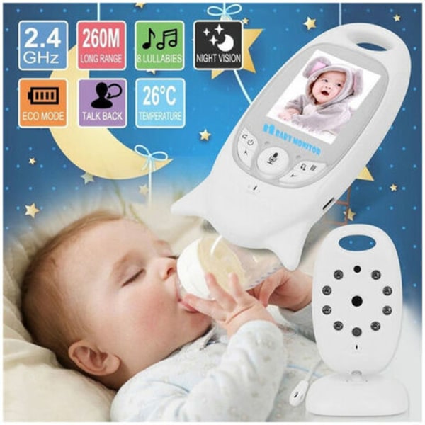 Babyalarm med kamera, video babyalarm, trådløs intercom funktion, digitalt overvågningskamera (standbytilstand, nig
