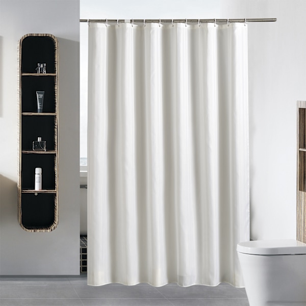 Valkoinen polyesteri läpinäkymätön suihkuverho 180W*180H,