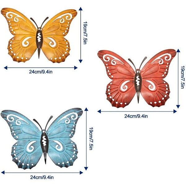 Utomhus trädgård smidesjärn fjäril trädgård dekoration vägghängande dekoration,