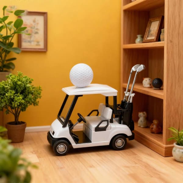 Realistisk Golfvogn Miniature Model Figur Sæt Legetøj Med Træk-Tilbage Design Og Golfkølle Tilbehør Til Skrivebordsdekorationer Rød Red