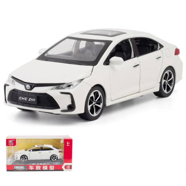 Toyota Corolla bilmodell med ljus & öppningsbar dörr musical White