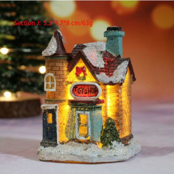 Lysende og anime julelandsby, led miniature julelandsbyhus, julelandsbydekoration, farvet harpiks