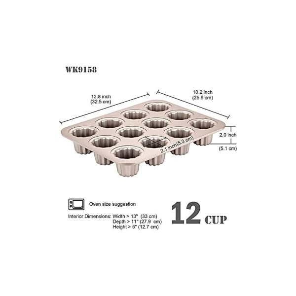 12 påfølgende 35,2*26,5 cm Kelilu karbonstål fortykket kakeform gyllen non-stick stekepanne,