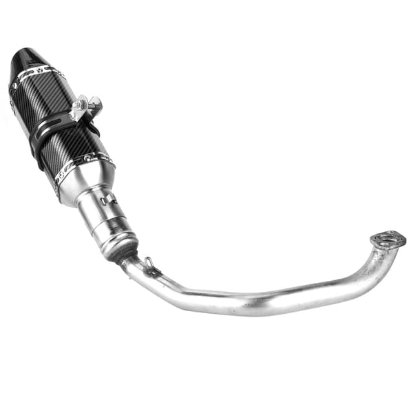 Helt Avgassystem Header + Kolfiber Stil Slip-On Dämpare Passar för GY6 125
