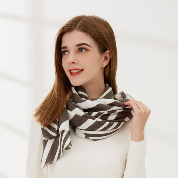 Imitation Cashmere Dam høst Vinter Tørklæde Filt Wrap Sjal Stole Varm Mjuk Zebra Mönster Zebra - Black 190*58