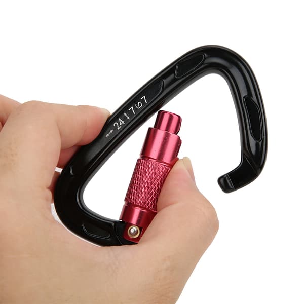7075 Flygplansaluminium Master Lock Karbinhake D Ring Säkerhetsspänne Utomhus Klättring Camping Hängmatta Utrustning Svart