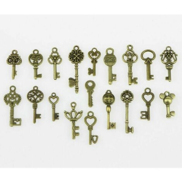 Cisea zhuoxuan 100 stk store antikke bronze skelet nøgler rustik nøgle til bryllup dekoration favor, halskæde vedhæng-bronz