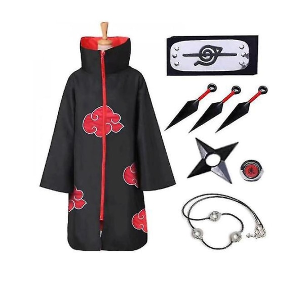 Akatsuki cape anime robe halloween cosplay lång cape set om 9 S