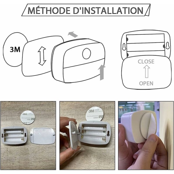 Rörelsesensorlampor 4-pack inomhus, rörelsesensor nattlampa, 3A, batteridriven garderob, trappor, hall, kök,