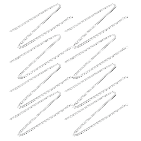 1 meter DIY dekorativ hantverkskedja med 8-sidig fräst oval spänne för smyckestillverkning - set med 8 stycken, silver