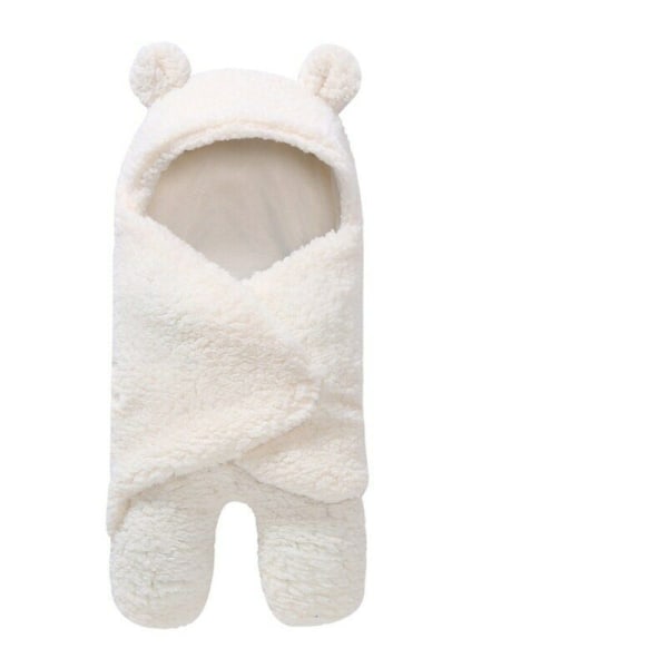 Sovepose med hette, fleeceteppe pluss, holde varmen og fleecedyne, egnet for 0-6 måneder (beige)