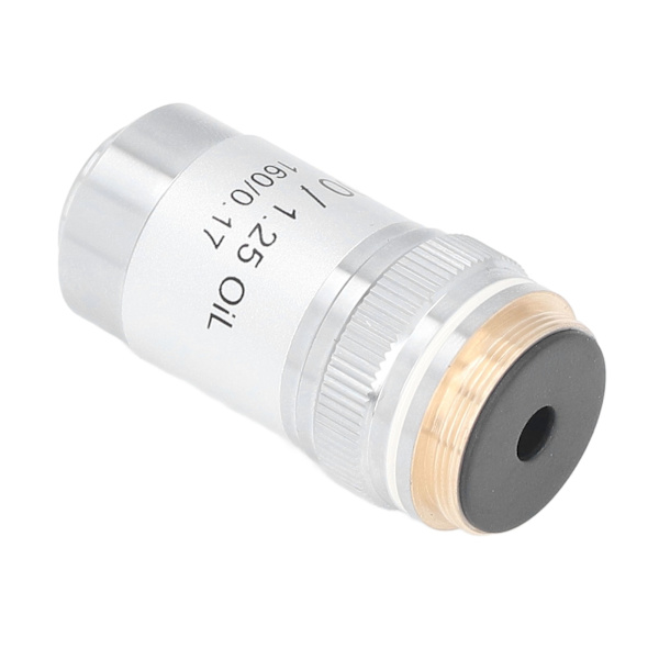 Hög Effekt 100X Akromatisk Objektivlins Mässing Förkromad Gränssnitt 20,2 mm