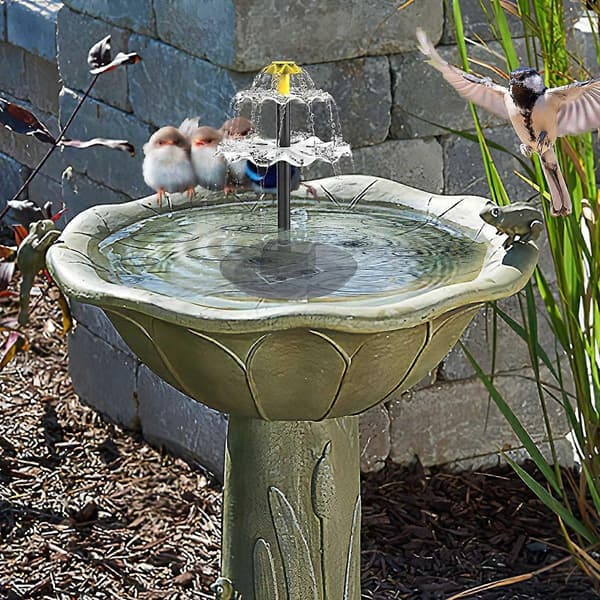 3-lags fuglebad med solcellepumpe, DIY solcellefontene avtakbar