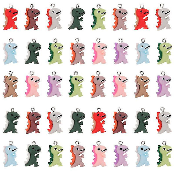 50 stk Dinosaur Charms Novel Diy Resin smykker gjør funn Anheng Dinosaur Ornamenter