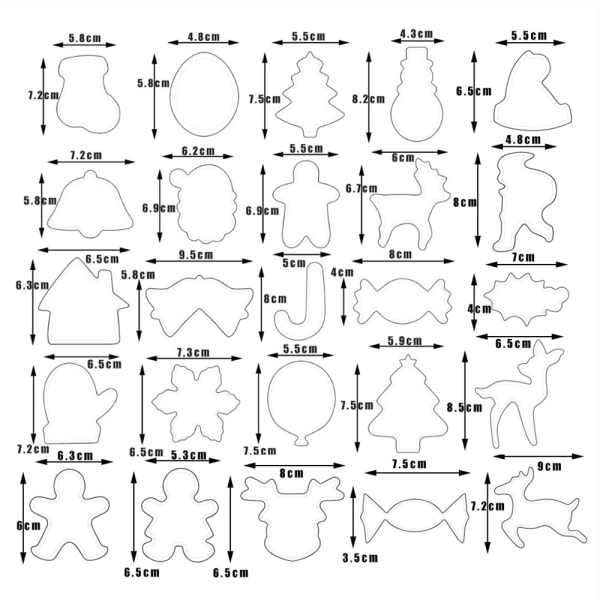 25 stykke sæt julesmåkage i rustfrit stål Snemand Xmas Tree Elg Sæt Bage DIY Form,