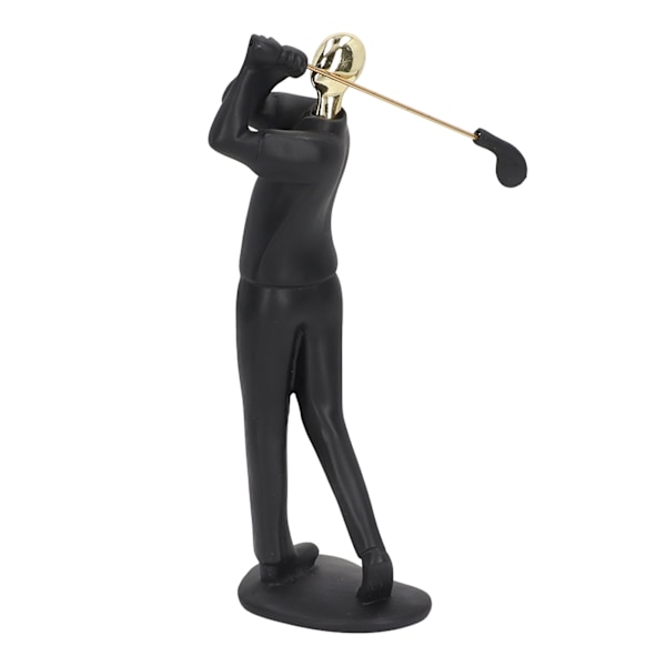 Matt svart golfspillerfigur med elegant holdning og sklisikker base – Perfekt golfmannstatue for bokhyller, skrivebord og skap