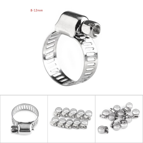 Rustfri stål slangeklemme 8mm til 12mm