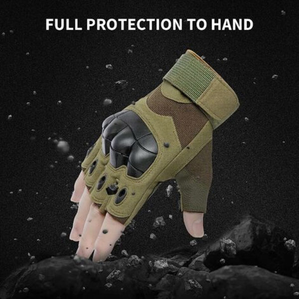 Huntvp Tactical Half Finger Gloves Herr Dam utomhussport för strid, militär, motorcykel, paintball, kamouflage, XL