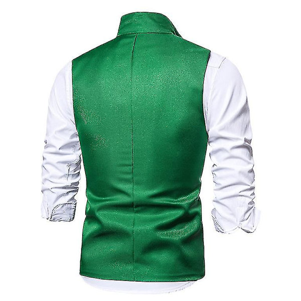 Män Lapel Suit Väst Casual Snygg enfärgad väst M Green