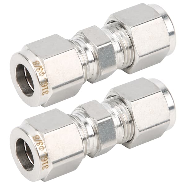 316 Rustfritt Stål Dobbel Ferrule Røradapter for Rør 2-pakning 3/8 Tommer