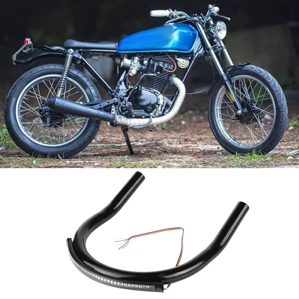 210 mm Motorcykel Bagerste Sæde Loop Rammebeslag med LED-lys DIY Tilbehør Sort Buet