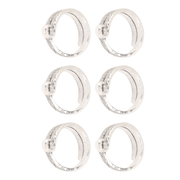 HT Justerbar öppningsbar stickring fingerhållare garn trådguide metall virkningsringar set om 6